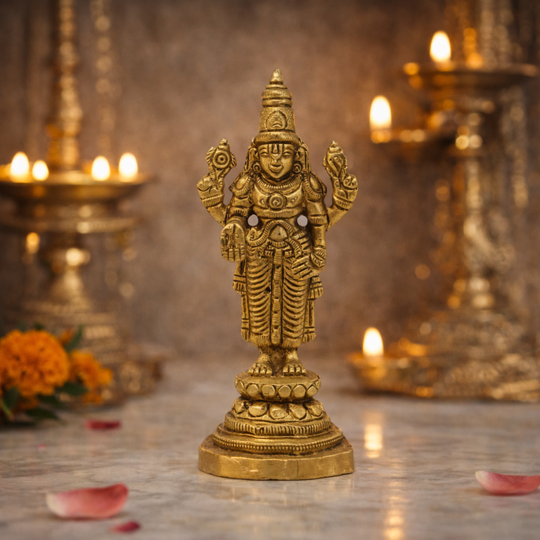 VISHNU IDOL SMALL IN BRASS - 4 INCH